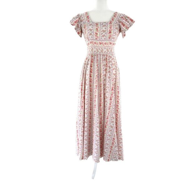 Vintage Maxi Dress Womens S Pink Cottagecore Prairie Grannycore Dainty Romantic